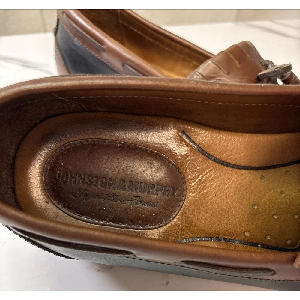 Johnston & Murphy Loafers Dress Shoes Leather Brown Black Tassels 10M